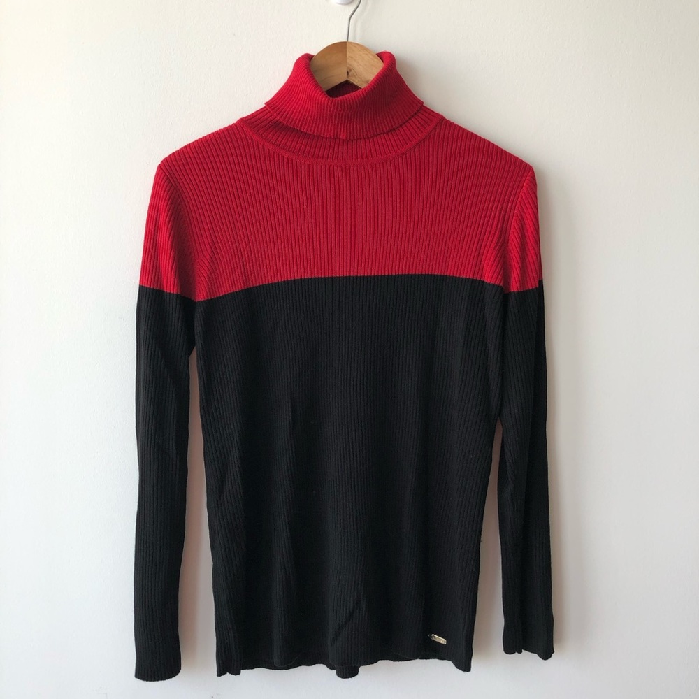 Calvin Klein Red And Black Turtle Neck Sweater